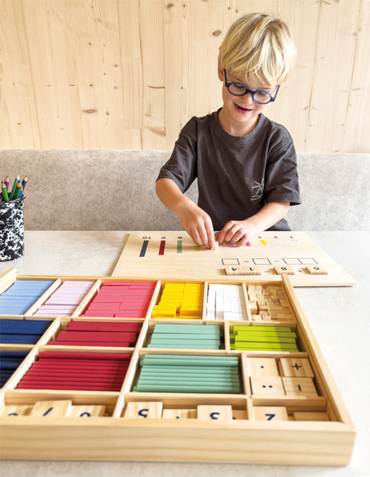 Montessori leseni matematični set – učne palčke in števila za učenje matematike