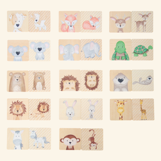 Živalski spomin – lesena igra spomina za otroke