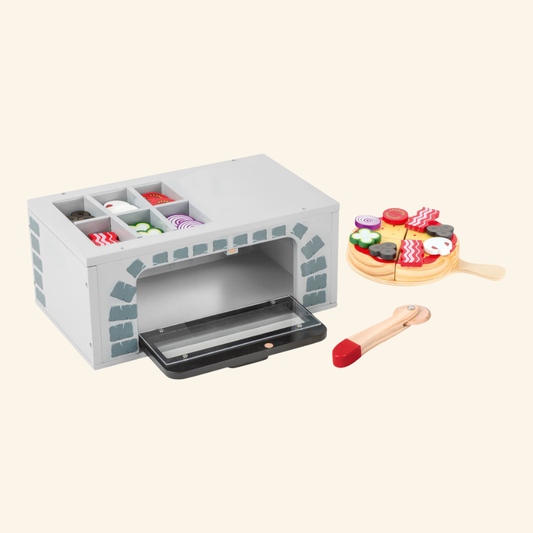 Lesena peč za pico za otroško kuhinjo – set za pripravo pice