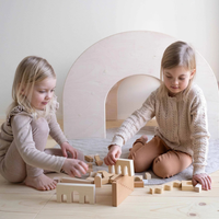Montessori leseni gradniki za otroke – ustvarjalni gradbeni bloki (HUVILA) (peščena barva)