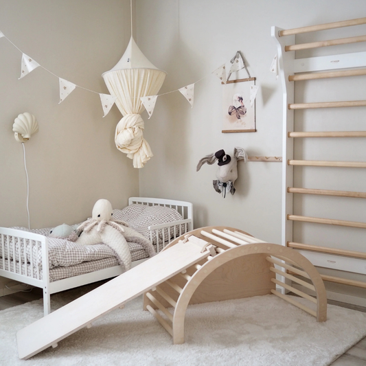 Montessori drsna rampa in plezalna klančina za Pikler lok - barva breze (TUOHI II)