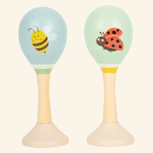 Lesene marakase za otroke – glasbena ropotuljica Tiny Friends