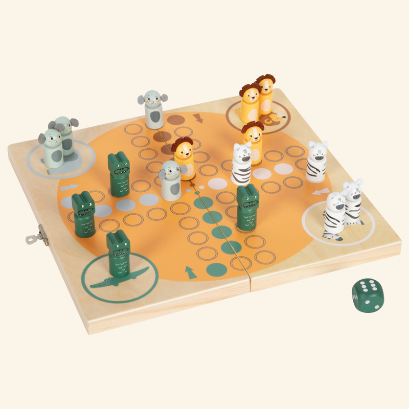 Lesena družabna igra Ludo Safari – otroška igra za 4 igralce