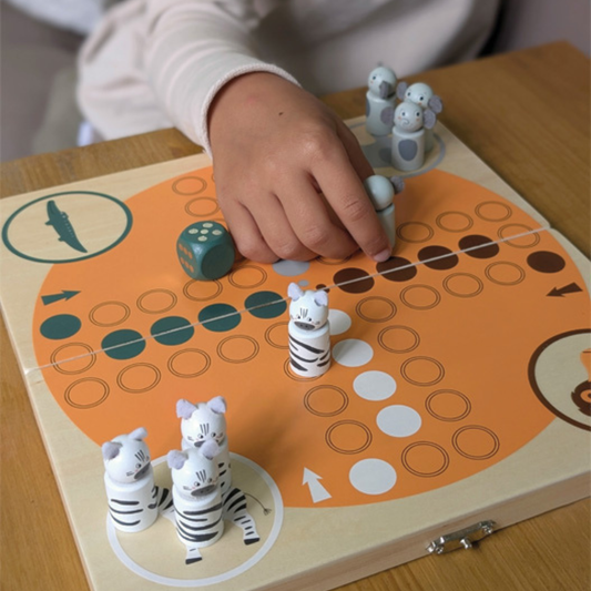 Lesena družabna igra Ludo Safari – otroška igra za 4 igralce