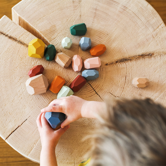 Montessori leseni ravnotežni bloki – zlagalna igrača za motoriko in ravnotežje