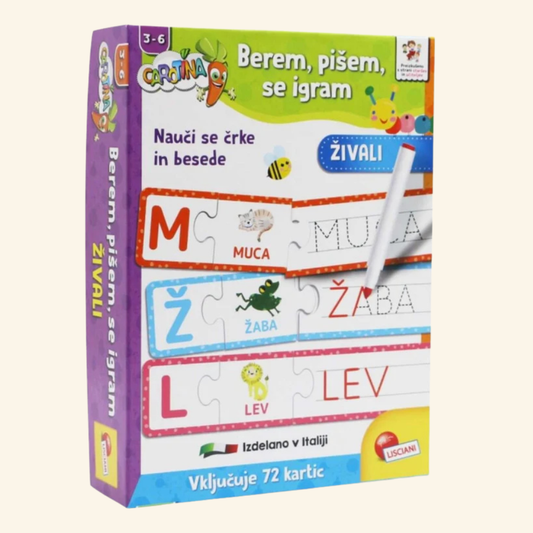 Berem, pišem, se igram – Poučna piši-briši igra za učenje črk in pisanja